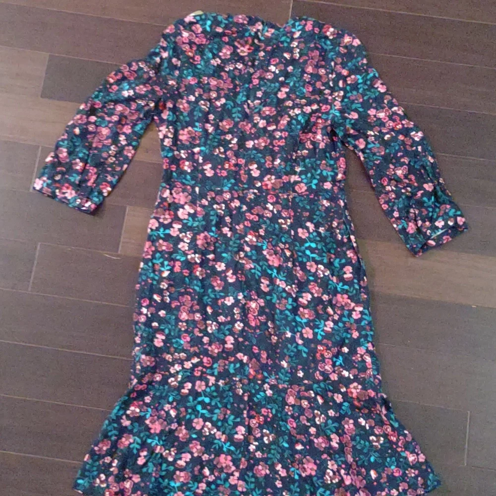 Joules pink and blue floral dress size 6 ruffle bottom - Picture 5 of 5